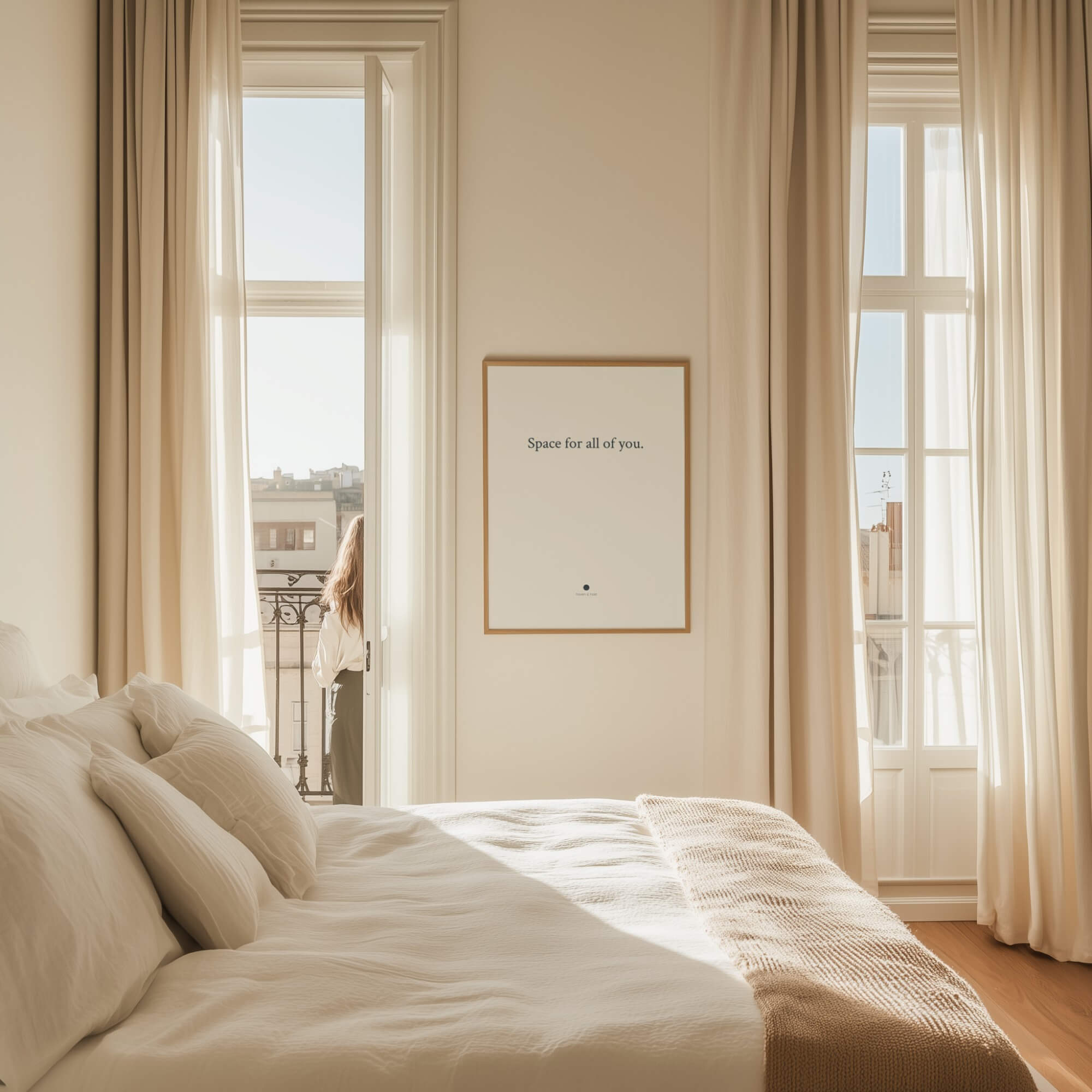 Space for All of You typography print framed in a warm room setting, room context mockup