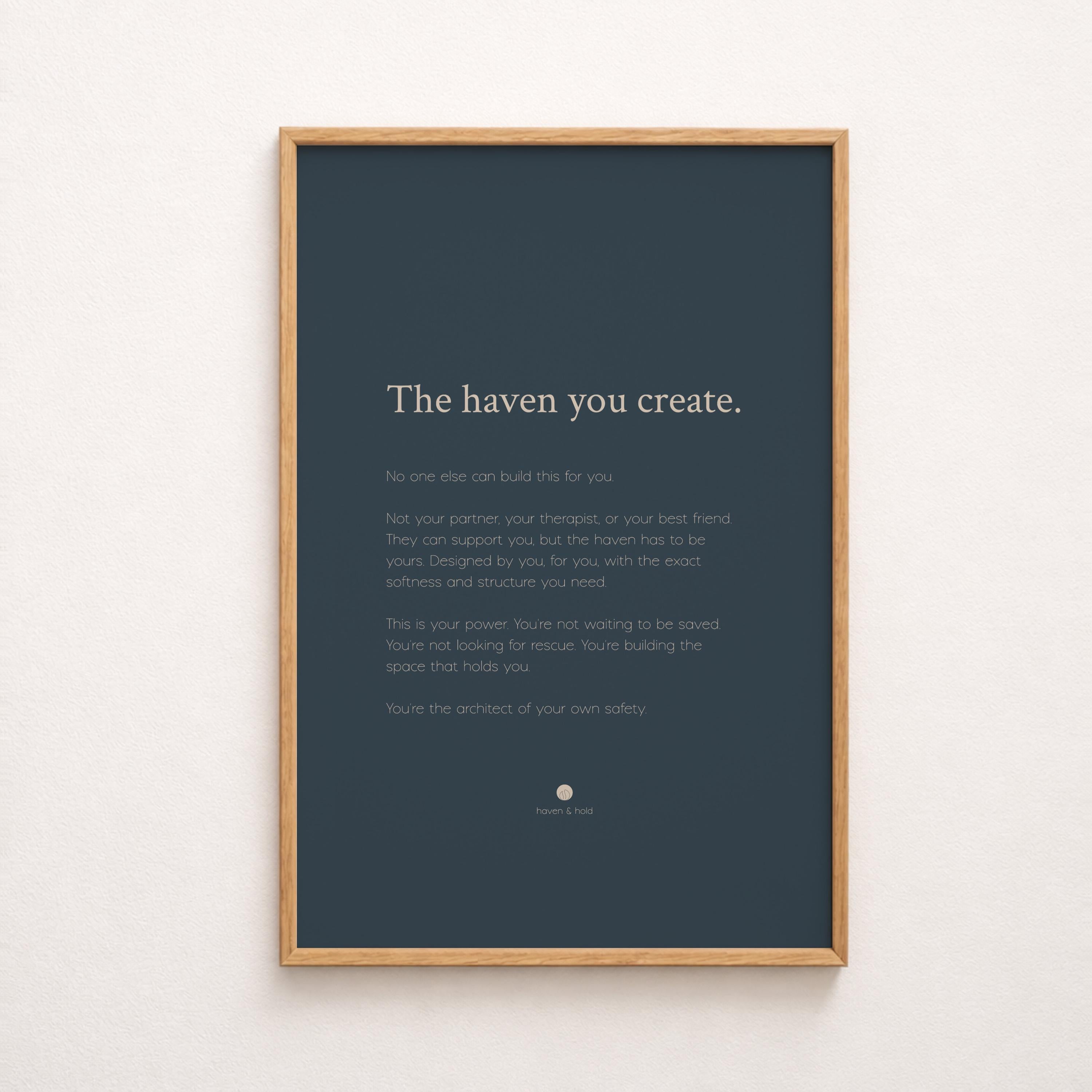 the haven you create framed print hero
