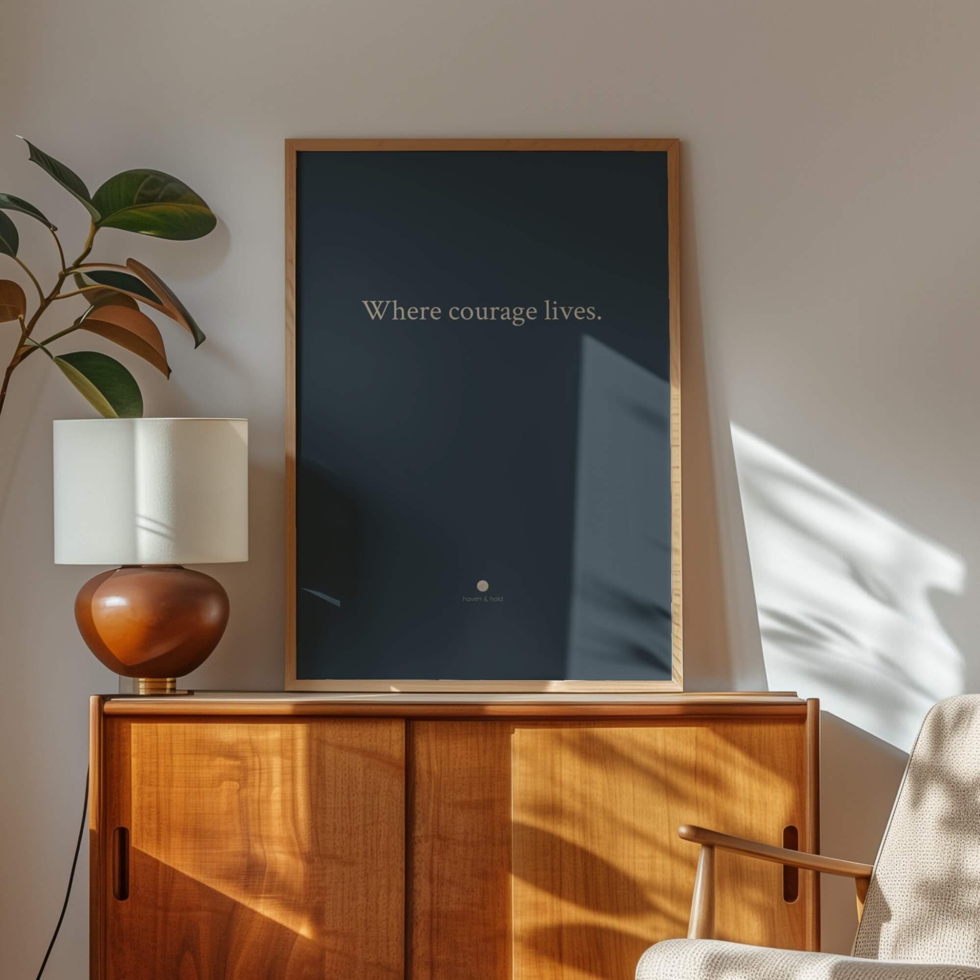 Where Courage Lives framed typography print by Haven and Hold