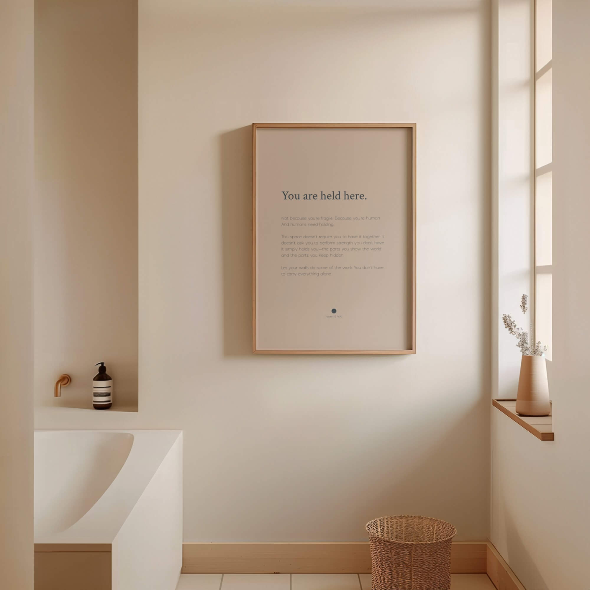 Bathroom Wall Art Collection — Minimalist Quote Prints by Haven and Hold