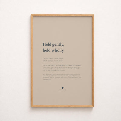 held gently held wholly print video