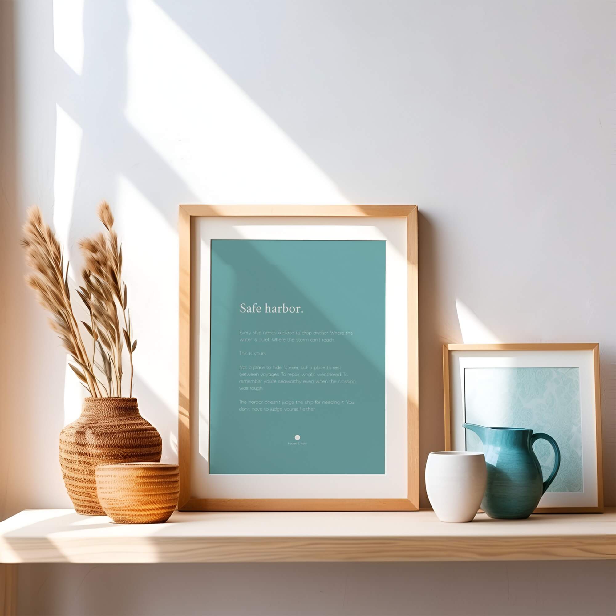Safe Harbor framed wall art print room mockup