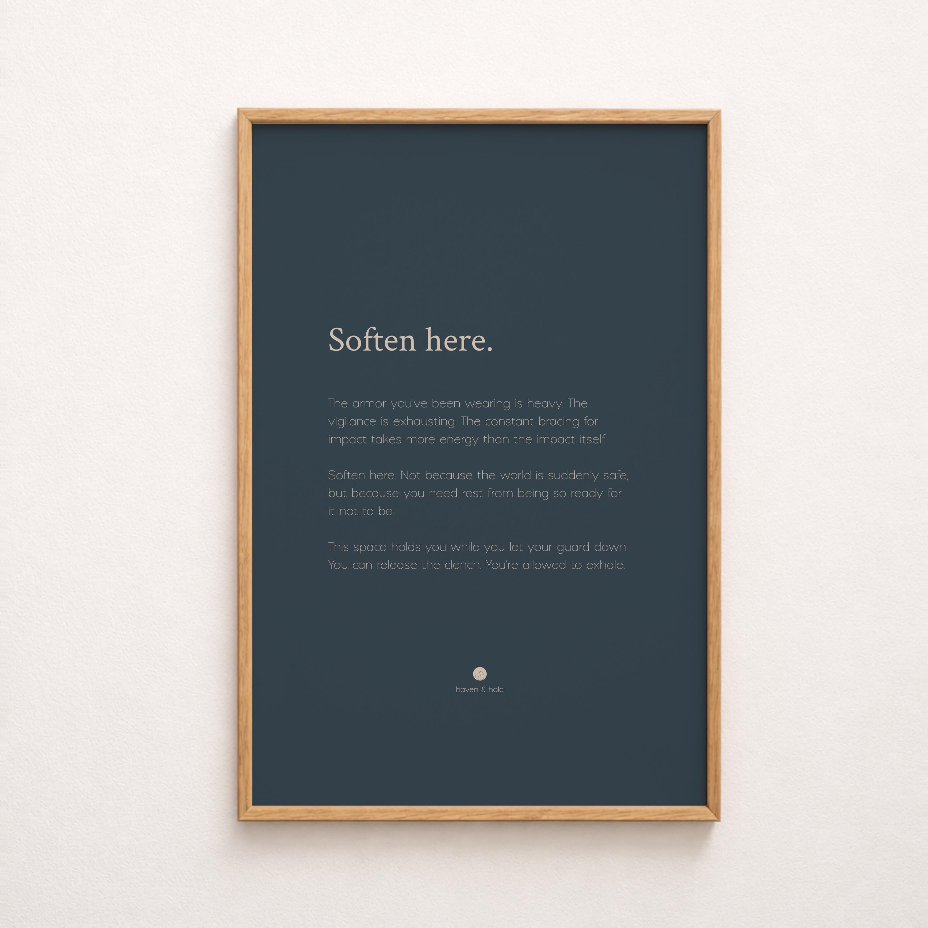 soften here framed print hero