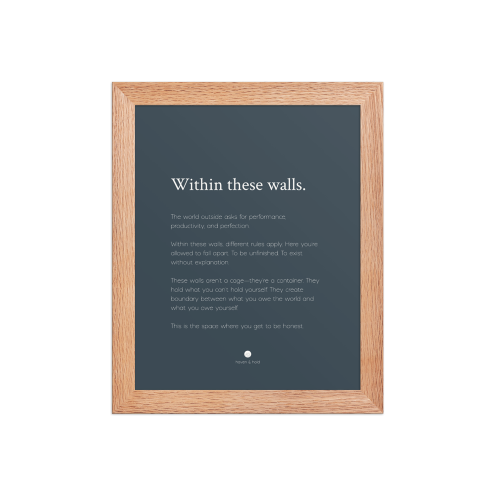 Within These Walls framed wall art print in natural wood frame, studio product view
